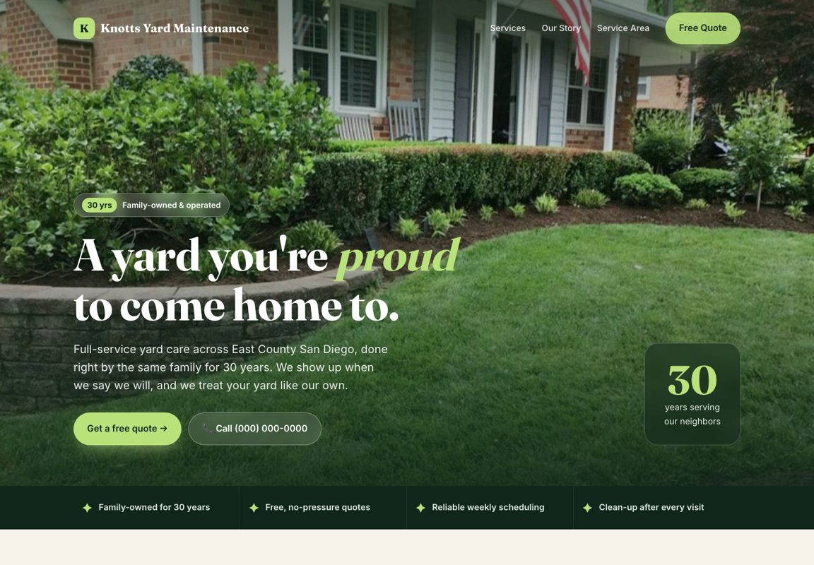 Knotts Yard Maintenance sample website