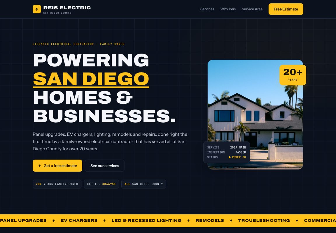 Reis Electric sample website